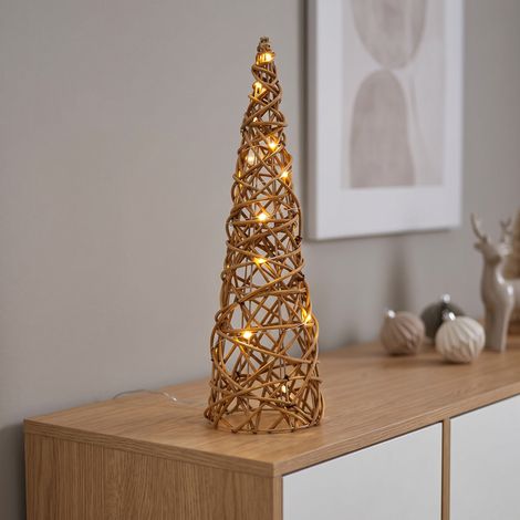Árbol de Navidad LED Dorado 50cm, Diseño Moderno con 20 Luces Cálidas (1/2)
