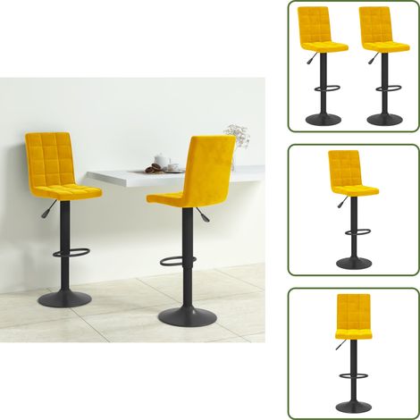 Tabourets de bar lot de 2 jaune moutarde velours - Tabouret De Bar - Chaise De Comptoir - Fauteuil De Bar - Tabourets De Bar - Meubles De Salon - Tabouret De Bar - Tabourets De Bar - Chaise De Comptoi (1/5)