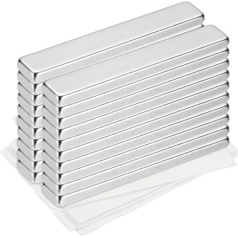 20 Pcs Aimants en ND Rectangulaires 60mm x 10mm x 5mm Argent (1/5)