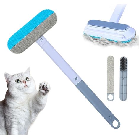 Brosse anti-poils animaux 4 en 1 réutilisable, tige télescopique, canapés/tapis/lits/fenêtres (1/4)