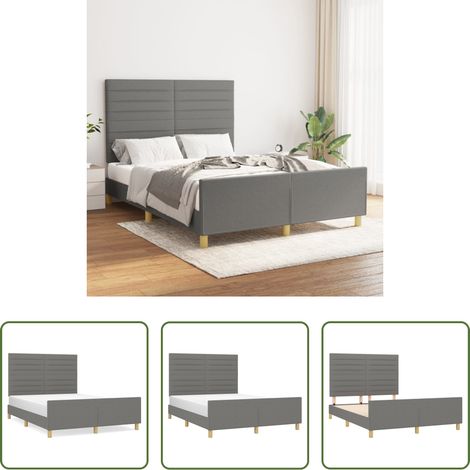 Kopfteil - Bettgestell ohne Matratze Dunkelgrau 140x200 cm Stoff (1/5)