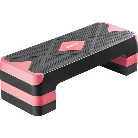 Pedana aerobica VEVOR da 71 cm, regolabile in altezza, con 4 gradini, antiscivolo, per allenamento cardio e di forza, blu e rossa. (1/2)