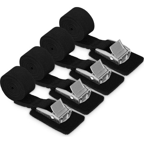 4er Set Spanngurte 100cm mit Polsterung, Zurrgurte Schwarz für Fahrrad, Motorrad, Auto