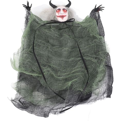 Décoration fantôme suspendue pour Halloween : pendentif effrayant et réaliste, idéal pour une fête d'Halloween ou une maison hantée. Vert, 25 x 20 cm / 9,8 x 7,9 pouces. (1/5)