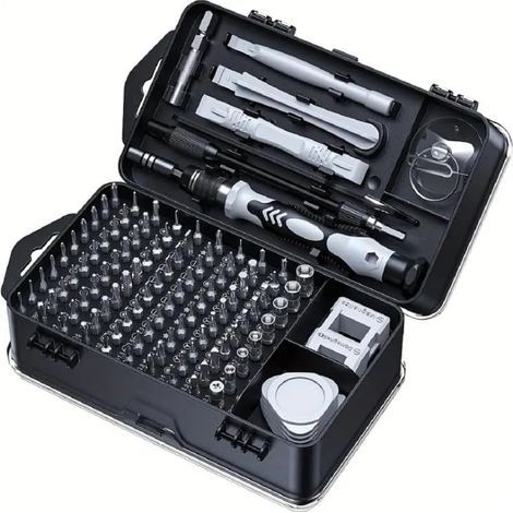 115-in-1 Precision Screwdriver Sets, Professional Repair Tool Kit with Flat Head & Multiple Bits for Electronics, Phone, Watch, Automotive Maintenance - Magnetic, Non-Slip Handle & Tweezers(Grey) (1/5)
