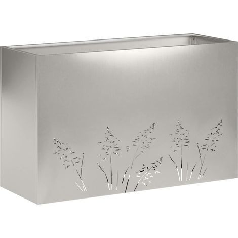 Jardinière Extérieure Bac à Fleurs Rectangulaire Acier Inoxydable Argenté 80 x 20 x 49 cm (1/5)