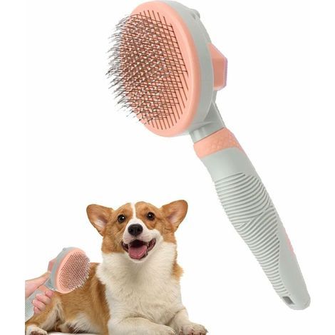 Fellpflege für Haustiere, Enthaarungsbürste für Hunde und Katzen, Unterfell-Entwirrungswerkzeug mit rutschfestem Griff, selbstreinigende Massagebürsten für Haustiere (1/5)