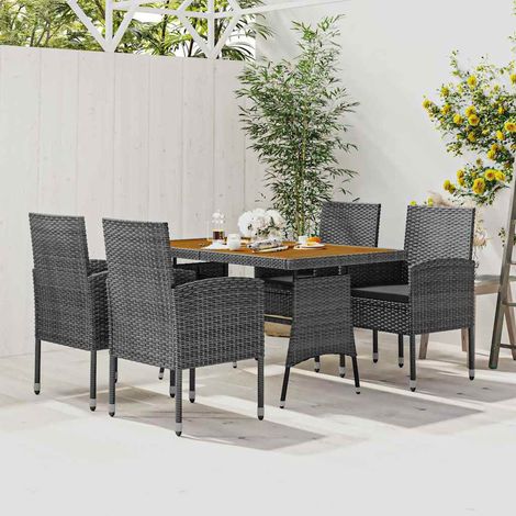vidaXL Juego de comedor de jardín 5 piezas ratán sintético gris (1/5)