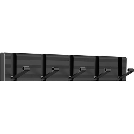 Lntyq Porte Manteau Mural avec 5 Crochets, Métal très Résistants Patere Murale Noir, Moderne Pliant Patere Porte Manteau pour Salle de Bains, Chambre à Coucher, Salon et Entrée