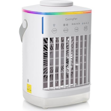 Mini Climatiseur Mobile Pour Chambre À Coucher, Climatiseur Mobile Mini Air Cooler Avec Bac À Glaçons, Ventilateur Usb, Maison Et Bureau(Blanc-700ml) (1/5)
