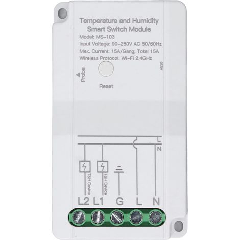 Thermostat intelligent avec sonde, module interrupteur programmateur 90-250V, contrôleur WiFi minuterie, télécommande pour maison connectée, appareil de régulation température humidité. (1/5)