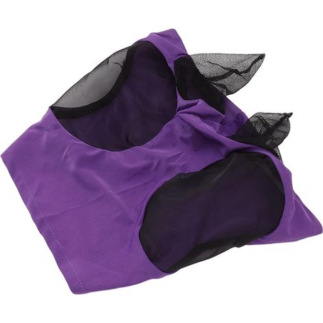 Masque Anti-mouches pour Chevaux avec Oreilles en Tissu tricoté Respirant, Masque Facial pour Cheval en 44 X 36 Cm, Protection contre les Insectes Anti-UV pour Chevaux Adultes, Poneys, (PURPLE) (1/5)