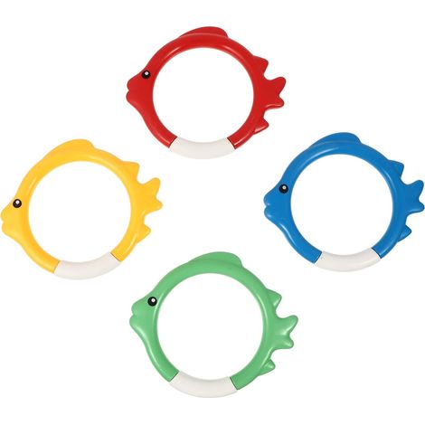 Anneaux de plongée, lot de 4 jouets de plongée sous-marine en forme de poisson pour piscine, jeux et outils d'entraînement à la plongée (1/3)
