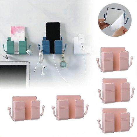 Lot de 5 supports muraux pour téléphone portable avec télécommande, support mural pour téléphone portable pour chambre à coucher-Pink (1/5)