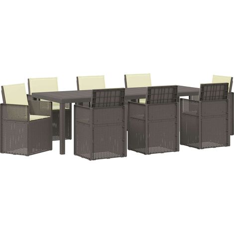 Maison Exclusive - Set da Pranzo per Giardino 9 pz Grigio chiaro e panna PP (1/5)