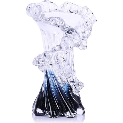 Vase en Verre soufflé à la Main, Vase en Verre océan pour Centre de Table, Table Basse, Salon, décoration de Bureau – 20,5 cm de Hauteur (1/5)