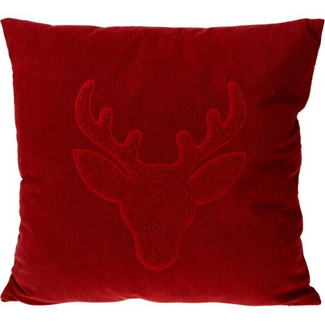 Cuscino natalizio in corduroy tinta unita per letto e divano 45 x 45 cm -Rosso (1/5)