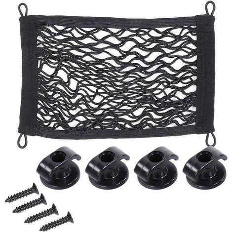 Filet de rangement élastique pour bagages latéraux de coffre de voiture avec poche en maille (1/3)