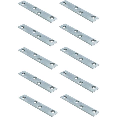 10x plaque d'assemblage acier 60mm x 50mm x 28mm avec 4 trous de vissage meuble bois table chaise cuisine placard étagère lit (1/2)