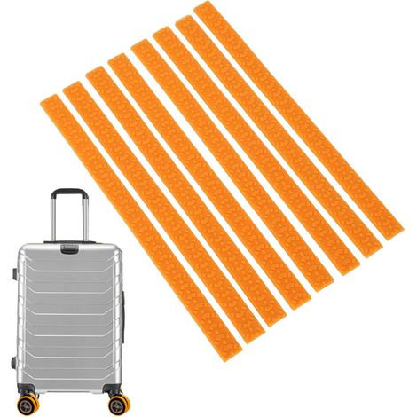 Roues de Bagages, 8 Pièces Enjoliveurs de Roue en Silicone pour Valise avec Ruban Adhésif, Ajustement Universel pour une Protection de Voyage Silencieuse sur les Surfaces Rugueuses des (ORANGE)