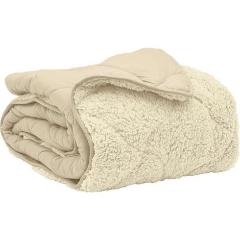 Couette d'hiver beige en duvet 135 x 200 cm, en microfibre et polaire douce au toucher. (1/5)
