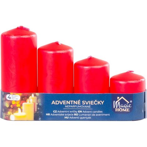 Kerze MagicHome, Weihnachten, Advent, rot, 48 mm 60/80/100/120 mm, Packung 4 Stk. (1/3)