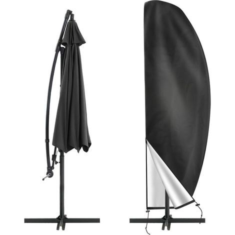 Cantilever Parasol Cover for Parasol Ø 2-4m, 210D Oxford Protective Cover for Parasol with Storage Bag, Waterproof Anti-UV Covers for Garden Beach Balcony Parasols, 26540/70/50CM - Black (1/5)