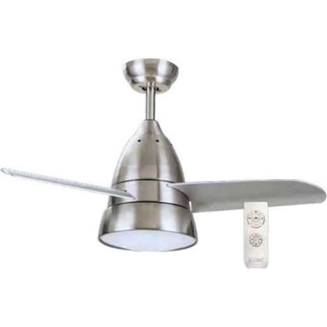 Ventilatore da soffitto Kidau con luce CCT orientabile e comando Ø91 3 pale Nichel