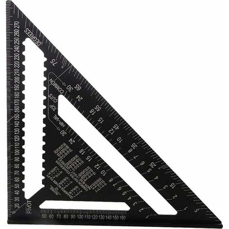 30 cm Dreieck-Winkelmesser aus Aluminiumlegierung, Zimmermannswinkel, professionelles metrisches Dreieck für Holzbearbeitung, Winkelmesser, Dreieck-Lineal mit Winkelmesser, Messwerkzeug, Schwarz