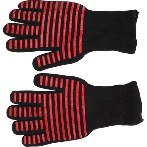 Lot de 2 gants de barbecue ignifugés, résistants aux hautes températures et compatibles avec les fours à micro-ondes pour usage industriel (1/5)