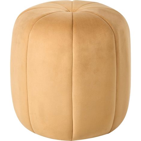 Pouf rotondo moderno in velluto Glam Soggiorno Camera da letto Senape Selby