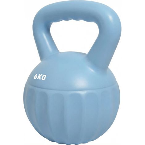 Kettlebell de 6 kg lesté de sable, idéal pour les débutants, musculation à domicile, 17 x 17 x 23 cm, bleu (1/5)