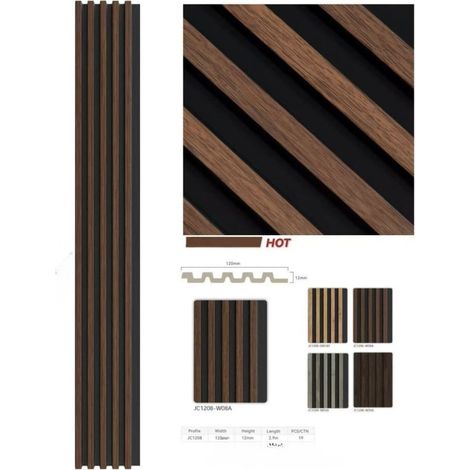 TrAdE Shop Traesio - Pannello Decorativo 3d Doghe Legno Scuro E Nero 12x120x290 Cm In Ps Moderno - (1/4)