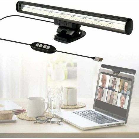 LED Lampe Ordinateur Portable, Lampe Laptop pour Vidéoconférence, Lampe de Bureau, Lampes USB Screenbar avec 10 Luminosité / 3 Températures de Couleur/Gain de Place (1/2)