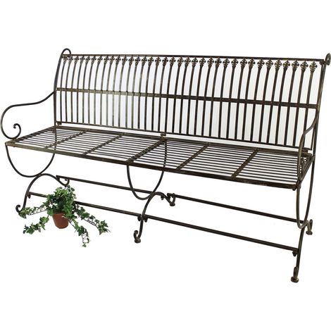 DanDiBo Gartenbank Metall Braun Wetterfest 3-Sitzer Finca 153 cm Bank Garten Sitzbank Eisen