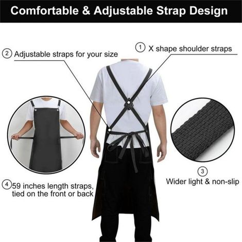 Tablier en Caoutchouc Imperméable, 109 cm (43 Po), en Vinyle Résistant et Indéchirable, plus Épais et Ajustable, Idéal pour la (1/5)