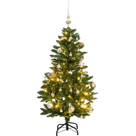 Árbol de Navidad artificial con bisagras 150 LED y bolas 150 cm