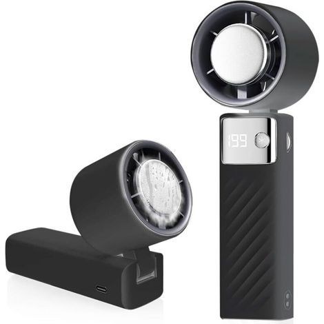 Tragbarer Ventilator, Mini-Akku-Ventilator 5000 mAh, kleiner, leiser Turboventilator mit einstellbarer Geschwindigkeit (1 bis 199), Kühlventilator für Camping, Sport, Reisen (schwarz) (1/5)