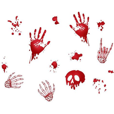 dcoration Halloween Crne Sang Empreintes De Mains Salle De Bain Salle De Bain Maison Vitre Dcoration Murale Autocollants (1/5)