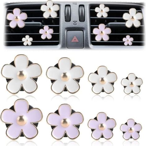 8Pcs Clip d'Aération de Marguerite,Clips de Ventilation de Diffuseur de Voiture Décoration de Grille,Clip de Désodorisant de (1/4)