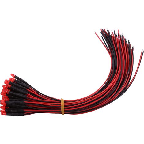 50 diodes LED pré-câblées 3mm diffusées, couleurs assorties - Rouge (1) (1/3)
