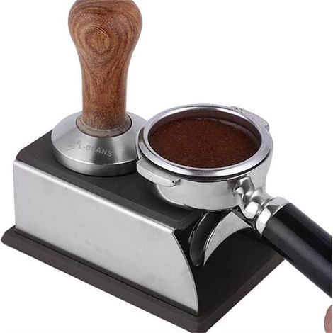 Estación de prensado antideslizante, soporte para tapete de café, soporte para espresso, soporte resistente para portafiltros, accesorios para principiantes (negro) (1/5)