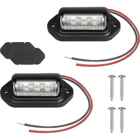 2PCS LED Éclairage Plaque D'immatriculation pour Véhicules, 6SMD Feu de Plaque Immatriculation, Lampe LED Feux Arrière Étanche, pour Camions 12V/24V, Camionnette, Motos, Caravane, Remorques
