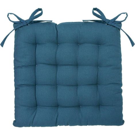 Galette de Chaise "Loria" 38x38cm Bleu Canard (1/4)