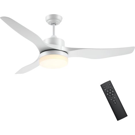 Ventilateur plafond avec lumière et télécommande 20.5 W. 6 vitesses 3 couleurs d'éclairage et minuterie. 132 cm. blanc