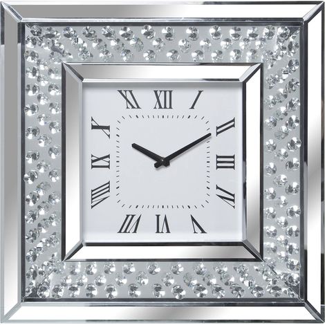 Horloge murale élégante et moderne en verre - Verre argenté scintillant (1/2)