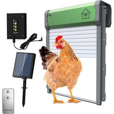 Porte automatique pour poulailler - solaire, étanche, avec capteur de lumière - minuterie matin et soir - aluminium haute qualité (1/4)