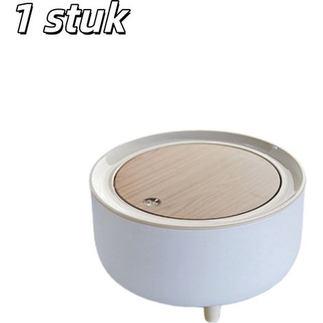 Poubelle poubelle de bureau ronde avec couvercle bouton poussoir mini poubelle convient aux bureaux de chambre salon 2 L blanche (1/5)