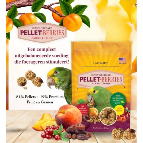 Lafeber Pellet-Berries Sunny Orchard - Cibo a forma di palla per pappagalli di medie e grandi dimensioni 284 g (1/3)