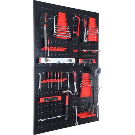 Panneau Perfore - Acier 60 x 40 cm - Atelier Garage Bricolage - 4 Panneaux + 39 Accessoires (1/5)